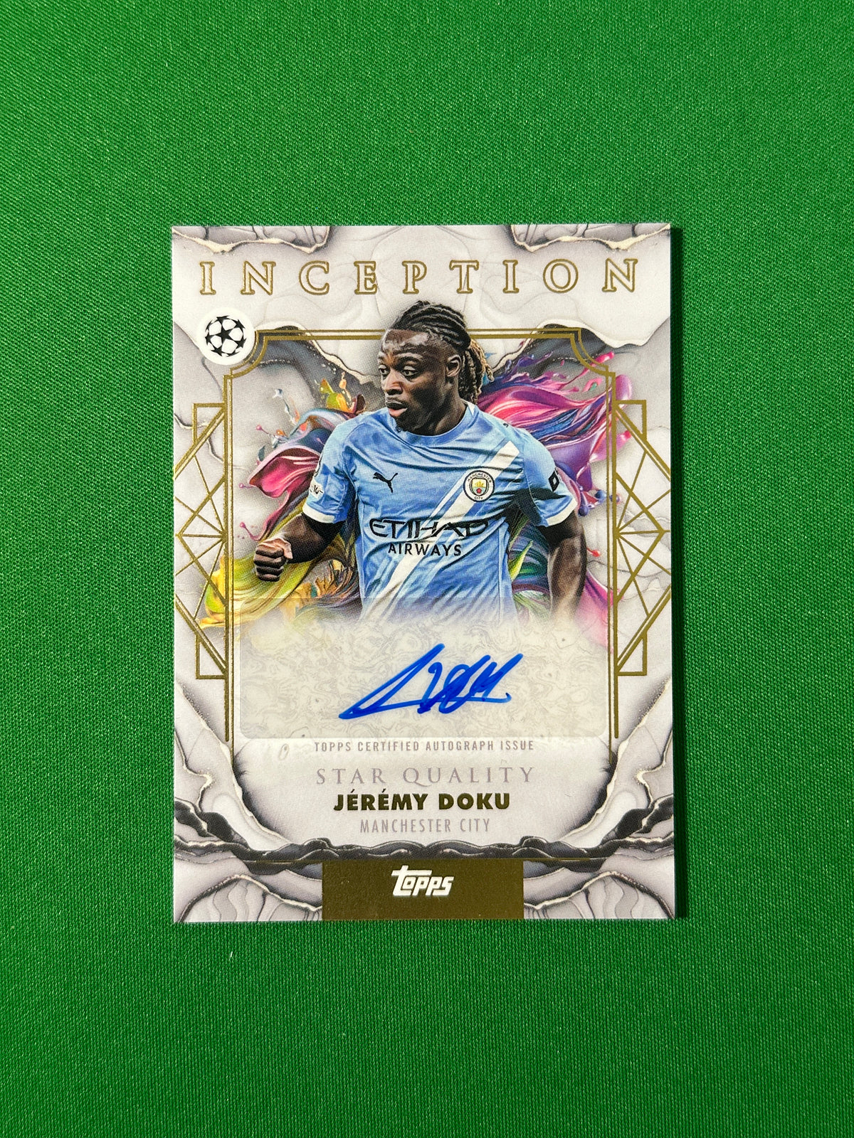 Jérémy Doku Autograph Manchester City Topps PL Inception 2025/26 football card