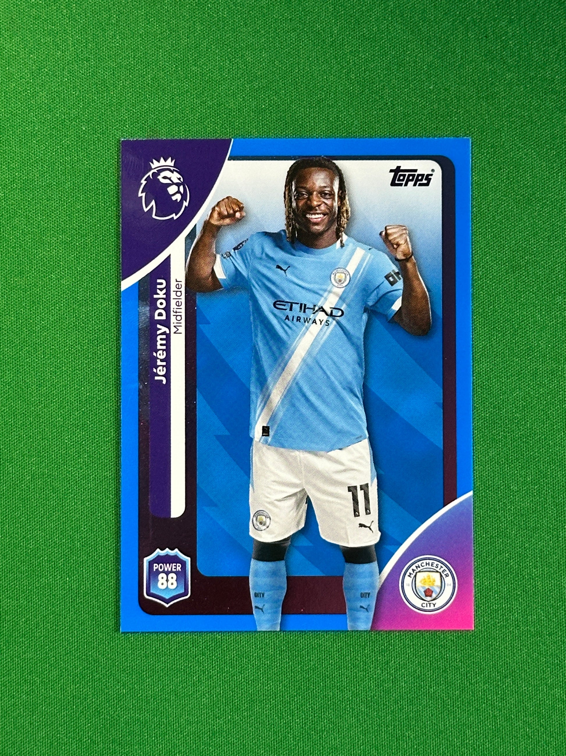 Jeremy Doku Blue Parallel Base - Topps Premier League 2026