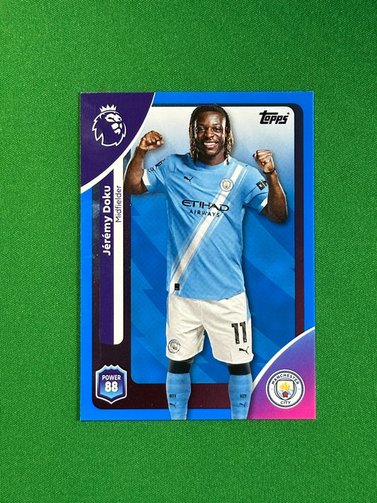 Jeremy Doku Blue Parallel Base - Topps Premier League 2026