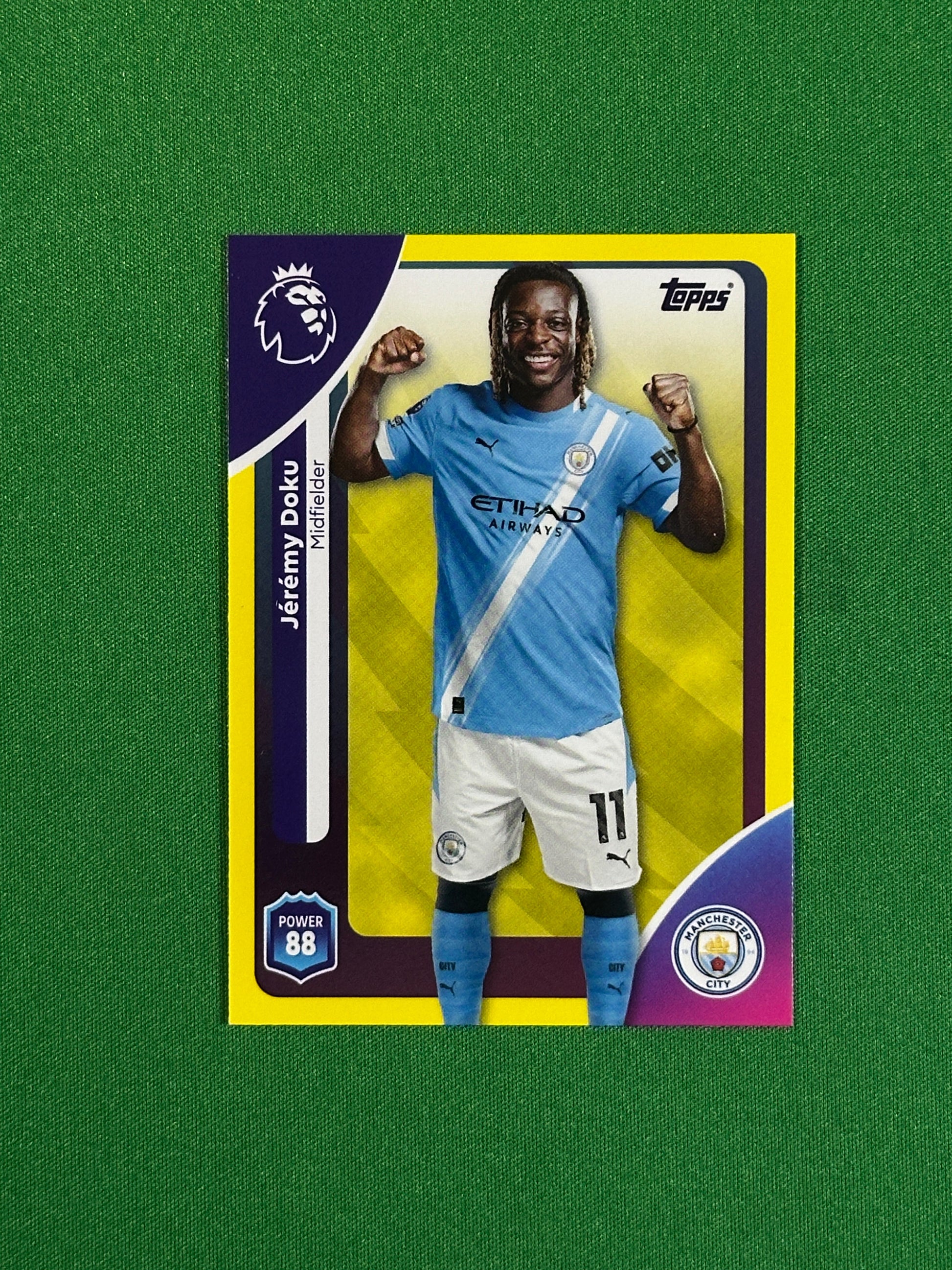 Jeremy Doku Yellow Parallel Base - Topps Premier League 2026