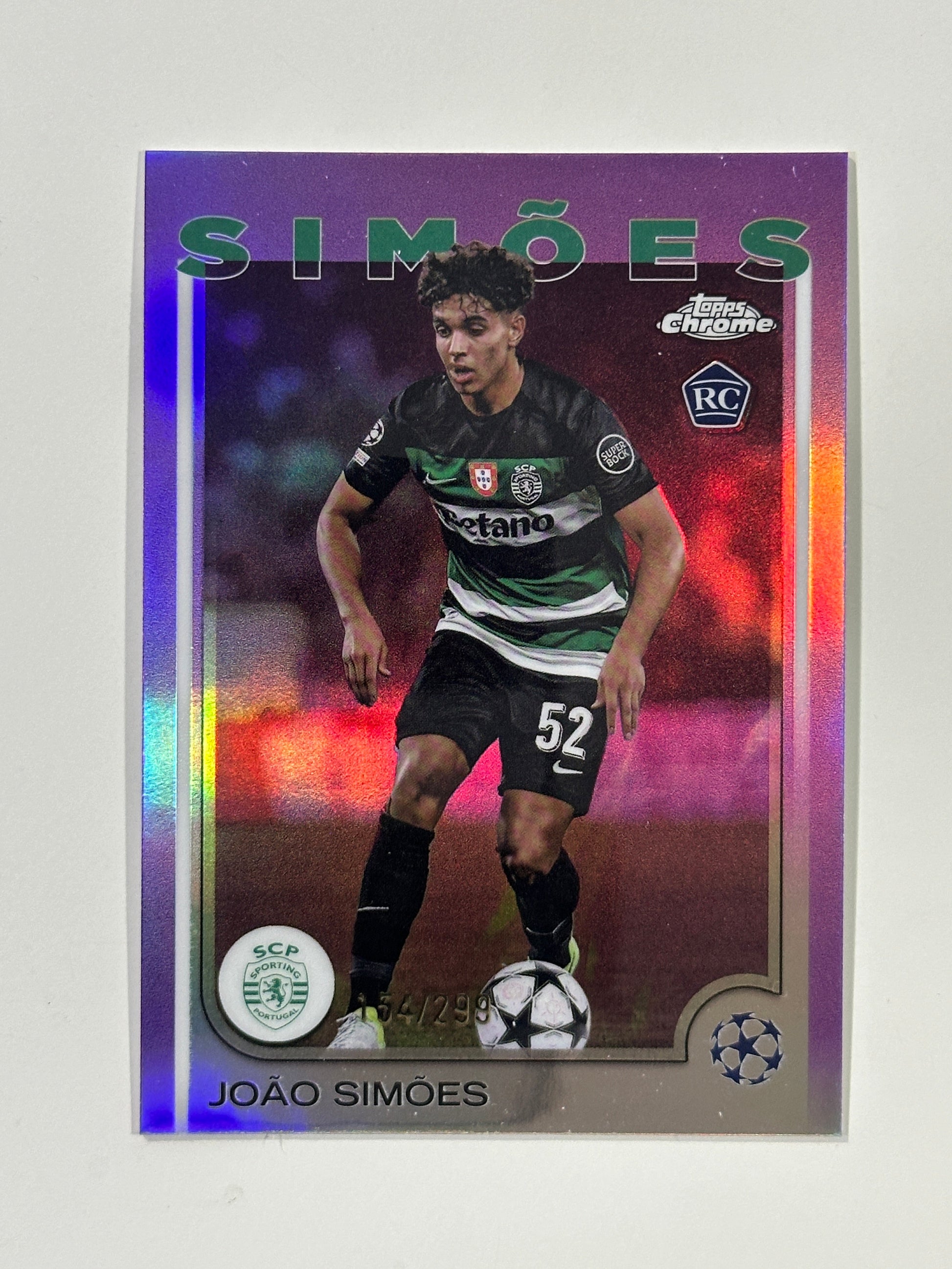 Joao Simoes Numbered Parallel 154/299 - Topps Chrome 2024/25