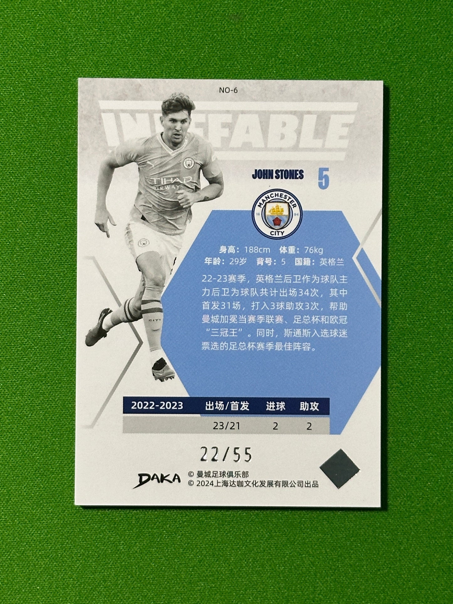 John Stones 22/55 - DAKA Manchester City Ineffable 2023-24