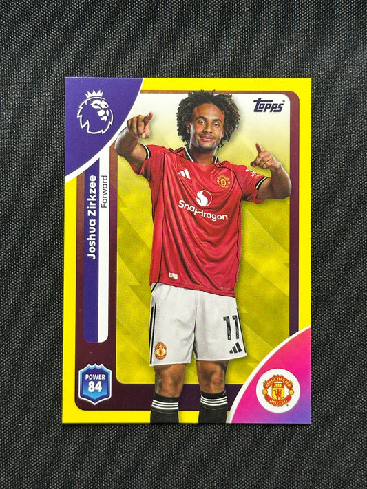 Joshua Zirkzee Yellow Parallel Base - Topps Premier League 2026