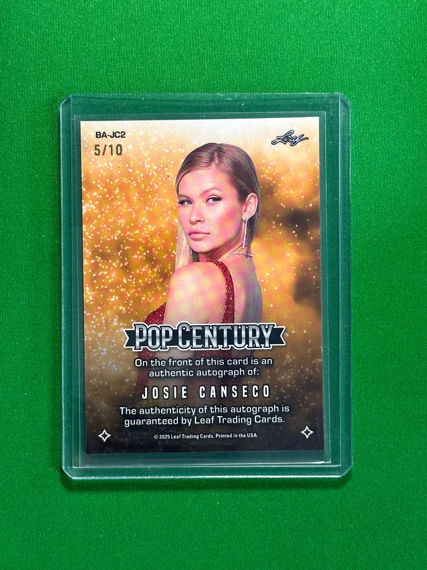 Josie Canseco Autograph 5/10 - Leaf Pop Century 2025
