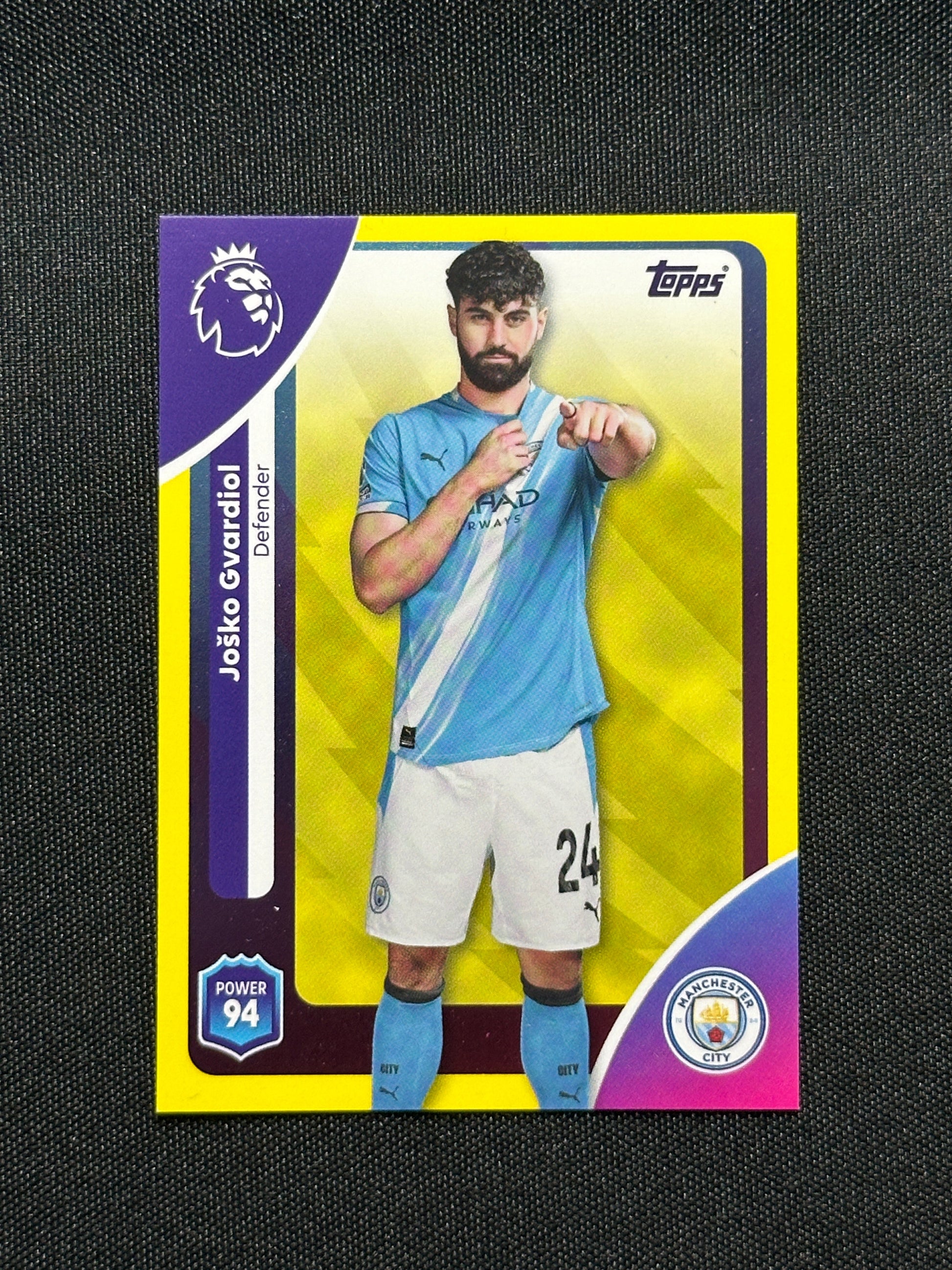 Josko Gvardiol Yellow Parallel Base - Topps Premier League 2026