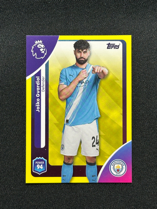 Josko Gvardiol Yellow Parallel Base - Topps Premier League 2026