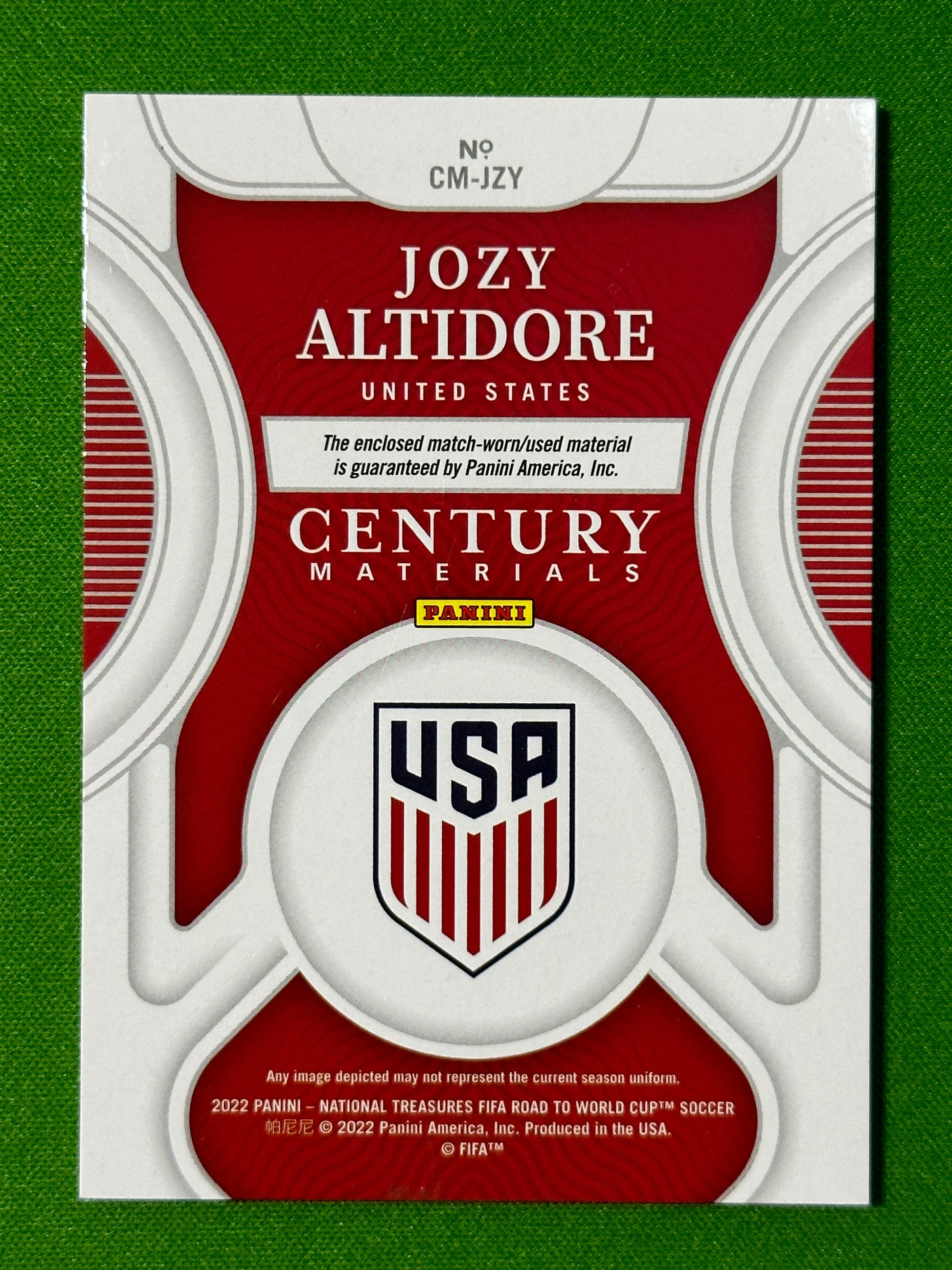 Jozy Altidore 24/25 - USA - Panini National Treasures 2022 Back