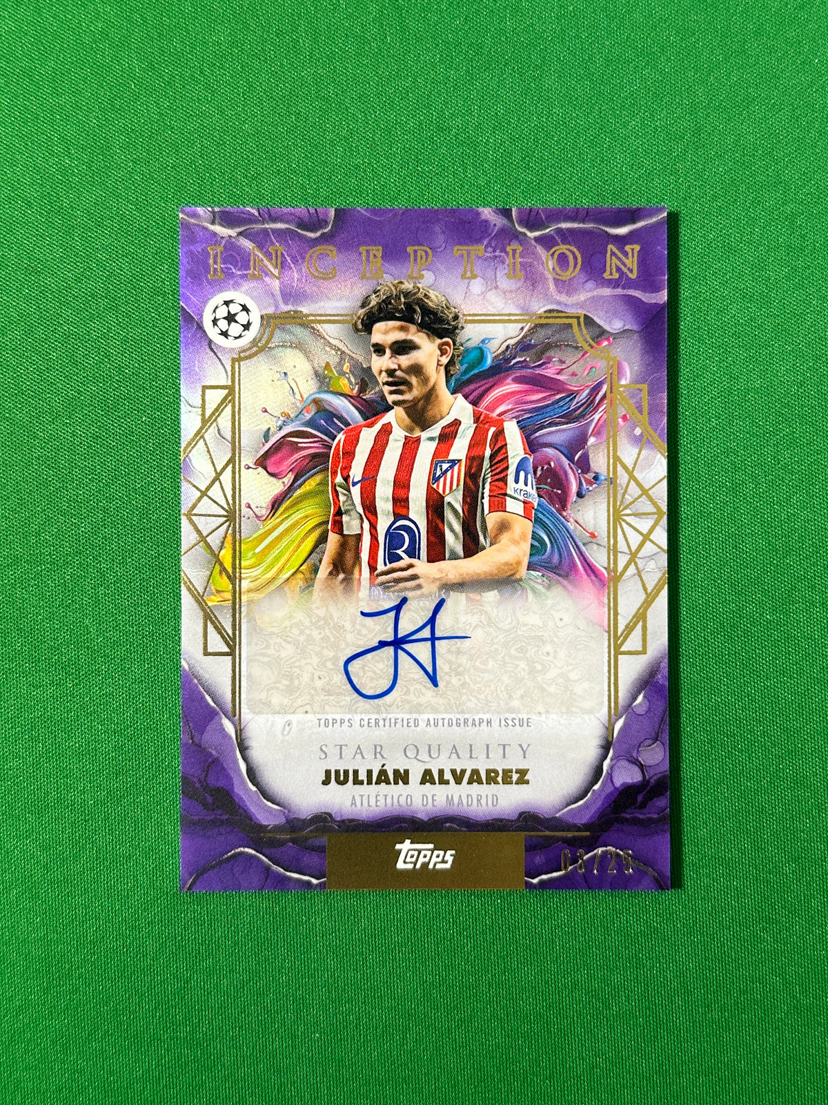 Julián Álvarez Autograph 03/25 Atlético de Madrid Topps PL Inception 2025/26 football card