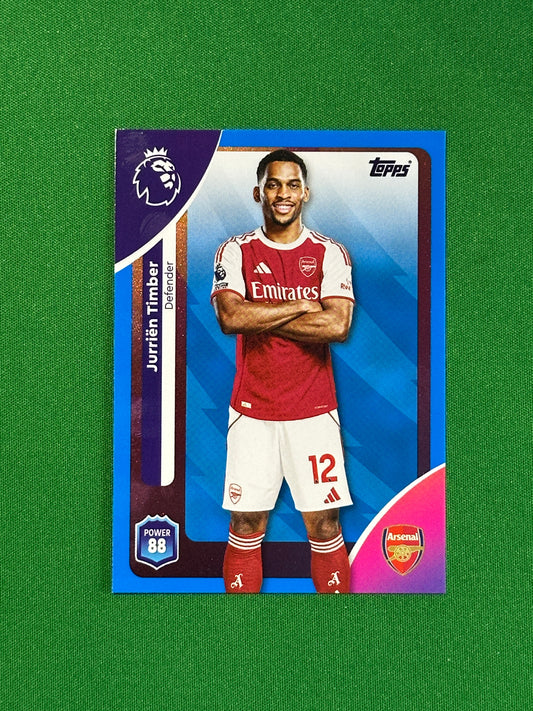 Jurien Timber Blue Parallel Base - Topps Premier League 2026