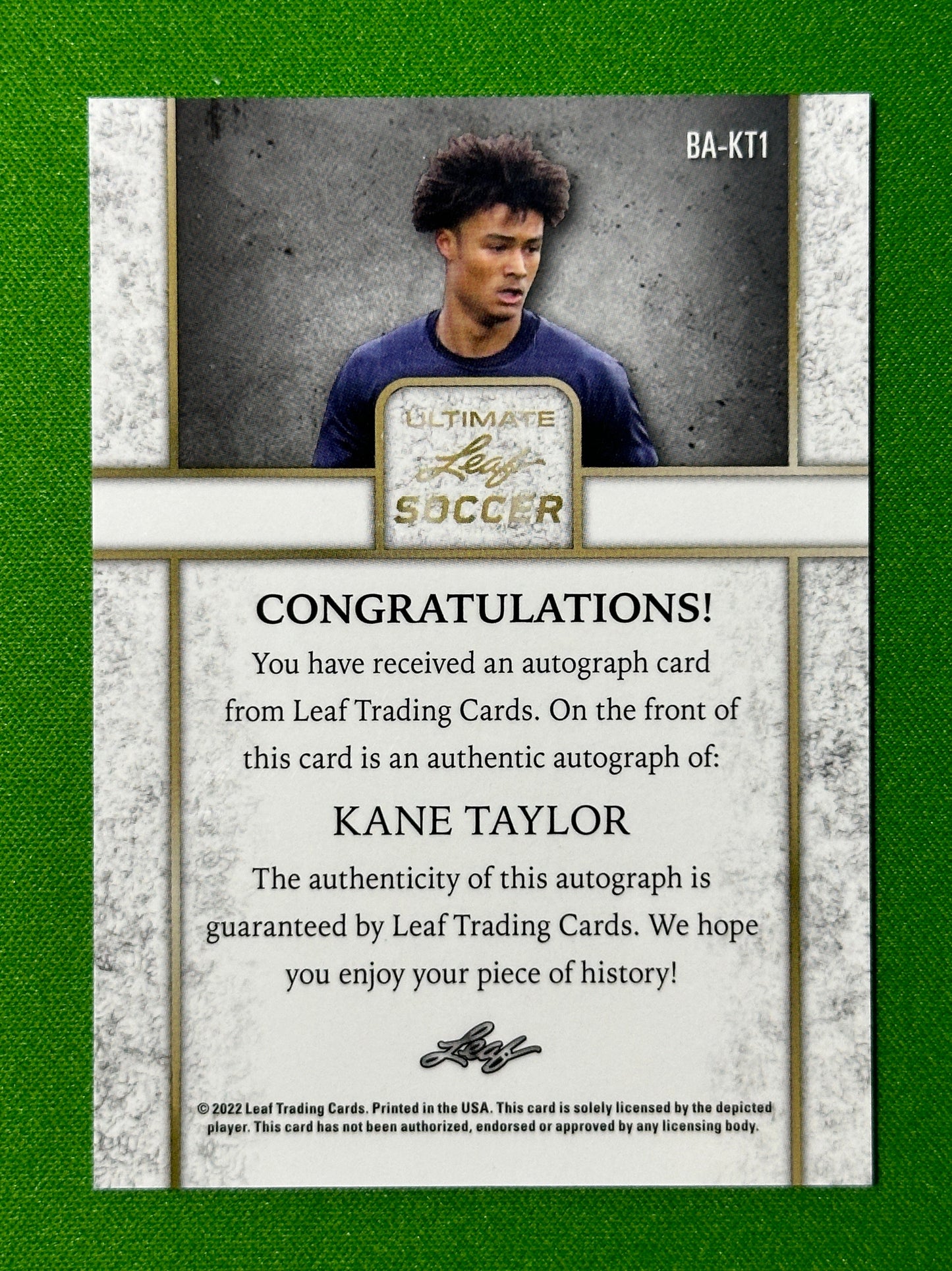 Kane-Taylor-Autograph-4-8-Rookie-Leaf-Ultimate-Soccer-20223