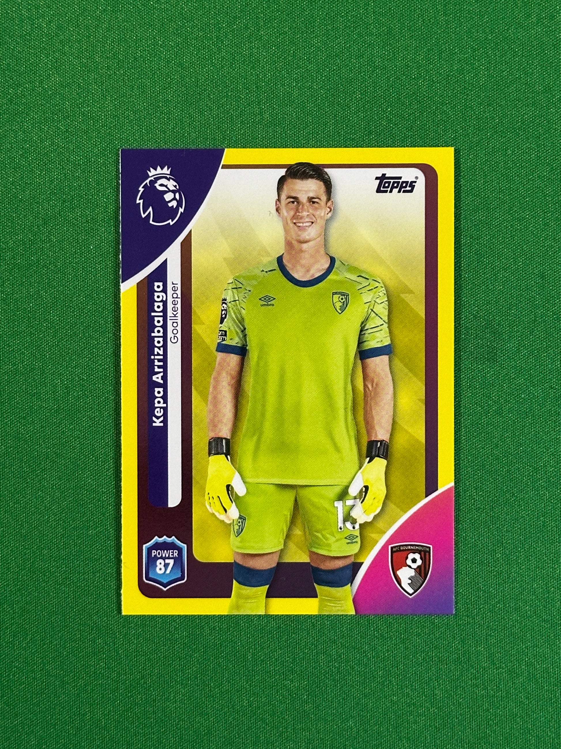 Kepa Arrizabalaga Yellow Parallel Base - Topps Premier League 2026
