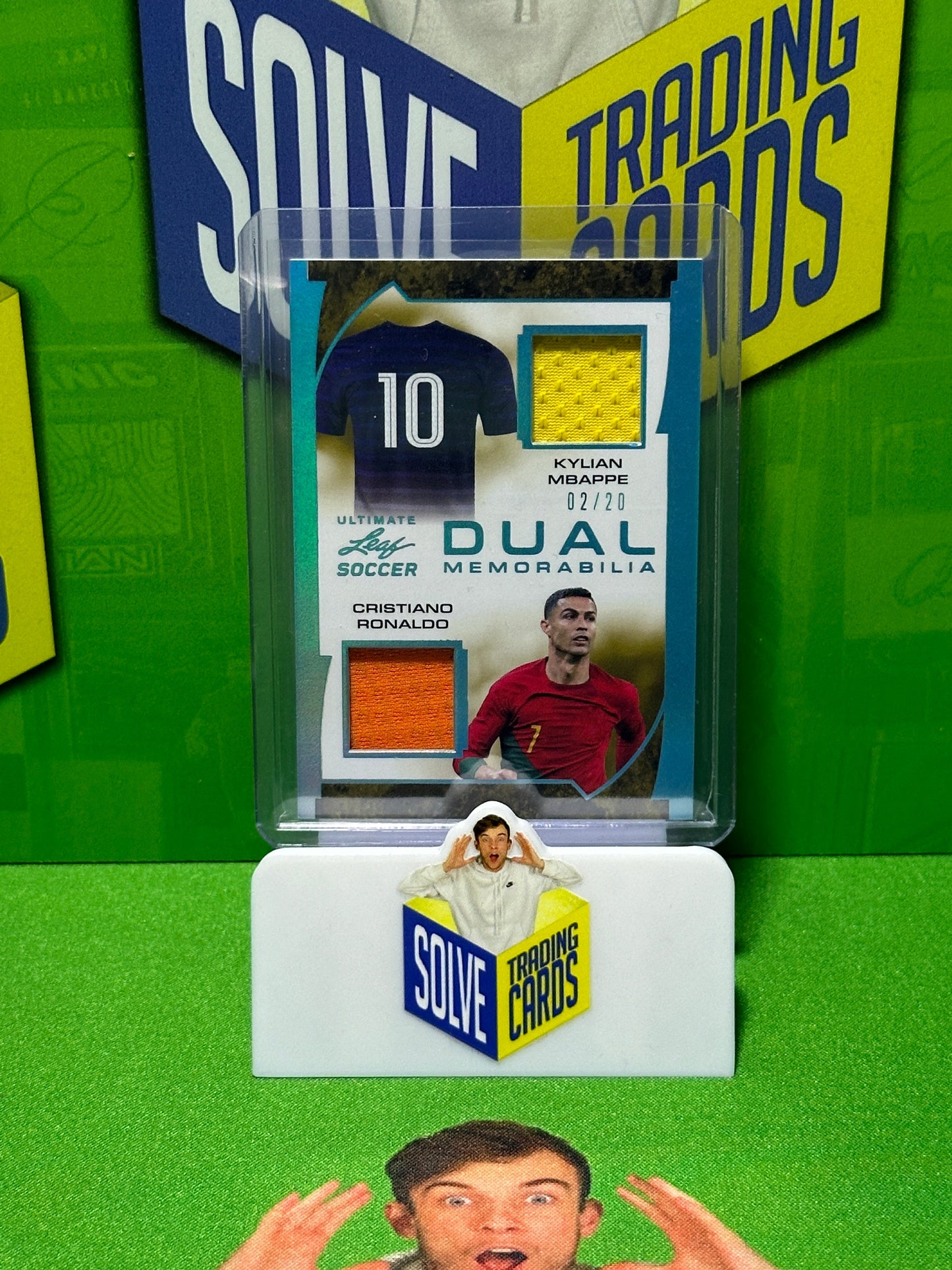 Kylian Mbappe / Cristiano Ronaldo Game-Used Dual Memorabilia 02/20 - Leaf Ultimate Soccer 2022