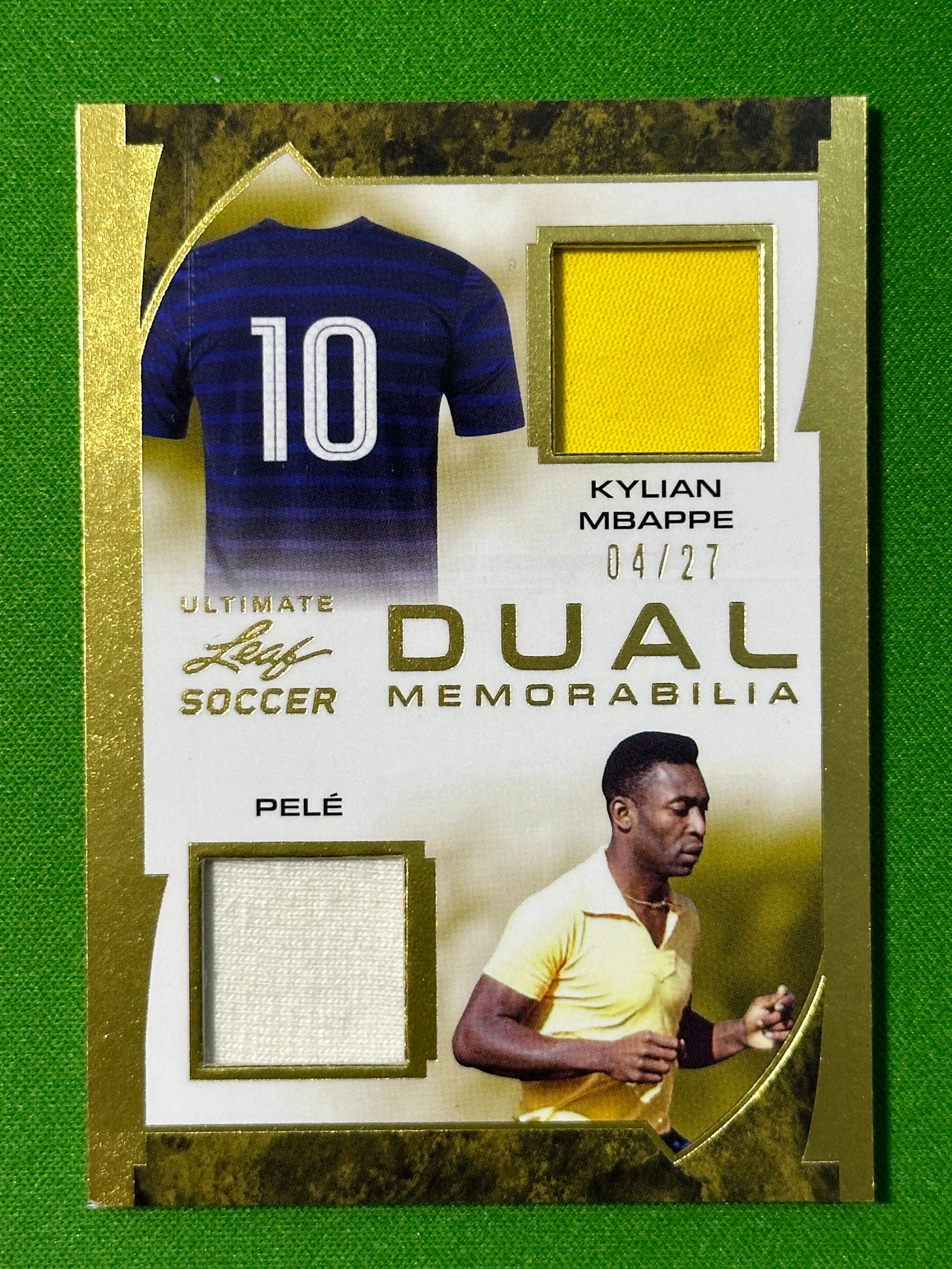 Kylian-Mbappe-Pele-Dual-Game-Used-Memorabilia-04-27-Leaf-Ultimate-Soccer-20222