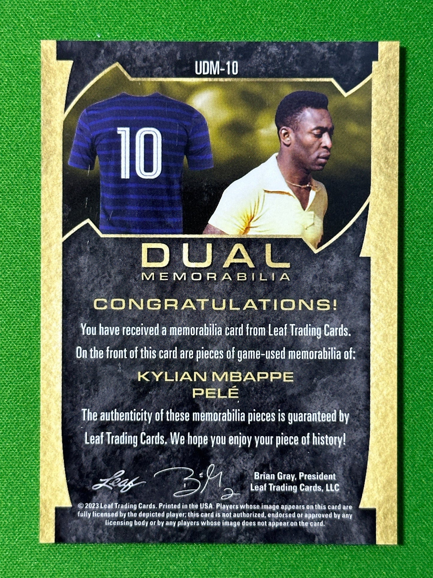 Kylian-Mbappe-Pele-Dual-Game-Used-Memorabilia-04-27-Leaf-Ultimate-Soccer-20223