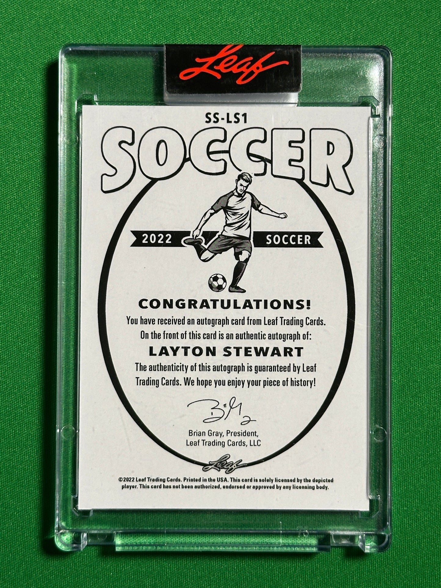 Layton Stewart 1/1 One of One - Leaf Signature Series 2022 Back