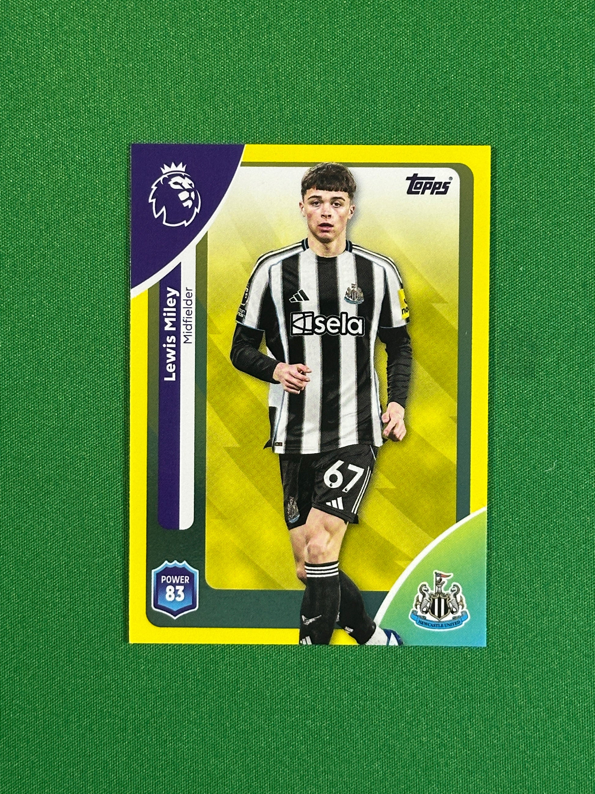 Lewis Miley Yellow Parallel Base - Topps Premier League 2026