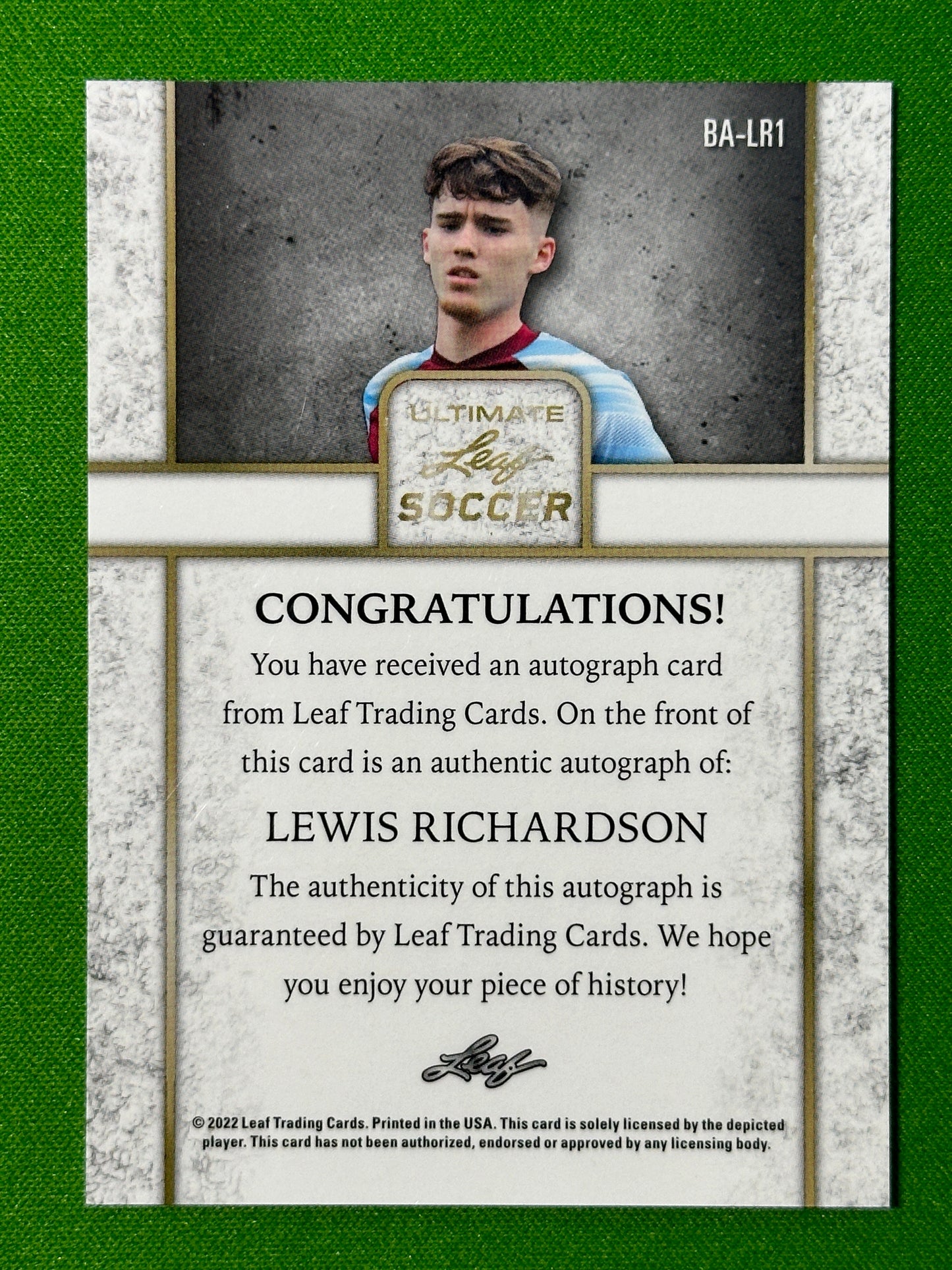 Lewis-Richardson-Autograph-1-8-Rookie-Leaf-Ultimate-Soccer-20223