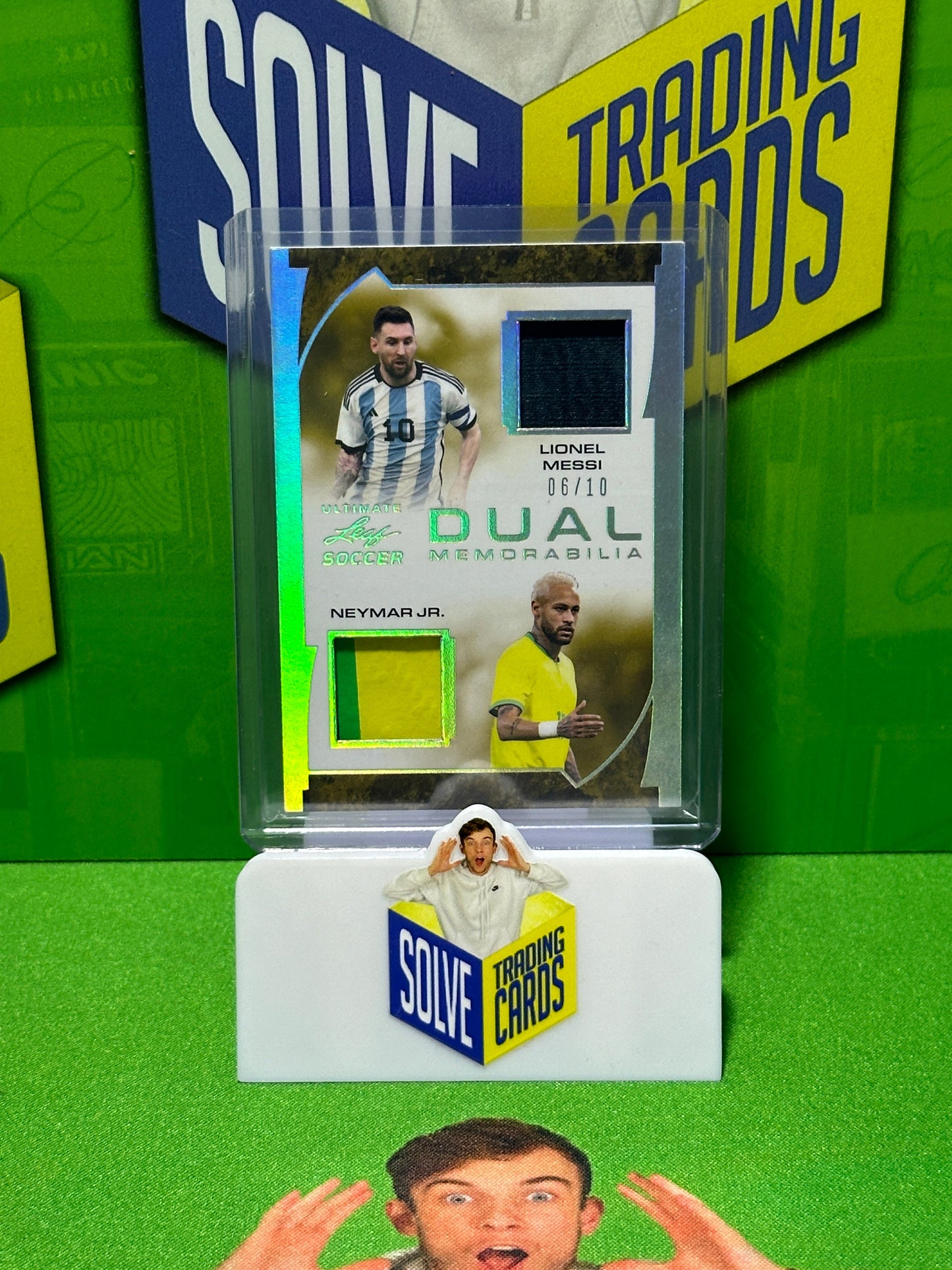 Lionel-Messi-Neymar-Jr-Game-Used-Dual-Memorabilia-06-10-Leaf-Ultimate-Soccer-2022