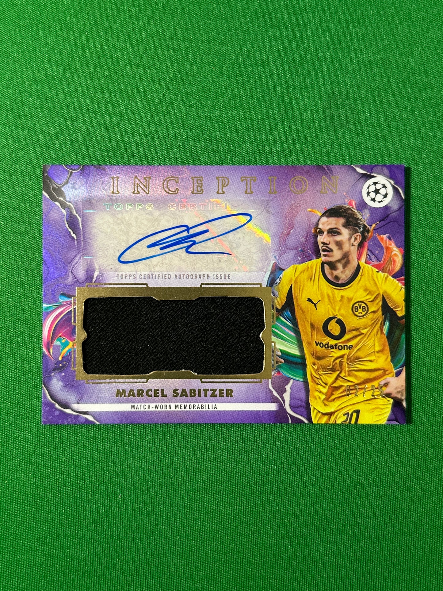 Marcel Sabitzer Autograph Relic 02/25 Borussia Dortmund Topps PL Inception 2025/26 football card