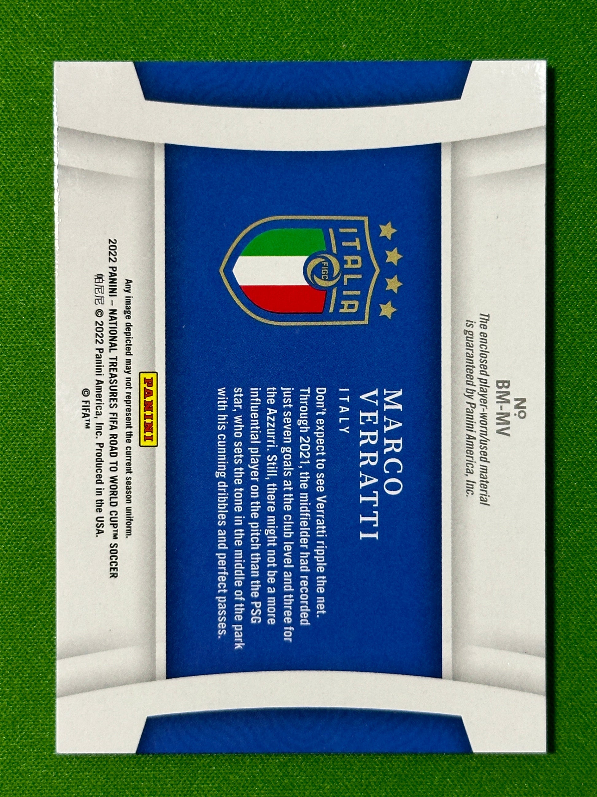 Marco Veratti 78/99 - Italy - Panini National Treasures 2022 Back