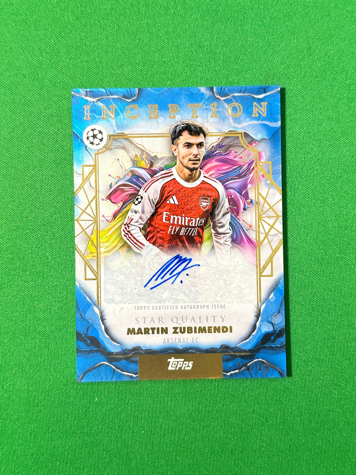 Martin Zubimendi Autograph 15/49 Arsenal FC Topps PL Inception 2025/26 football card