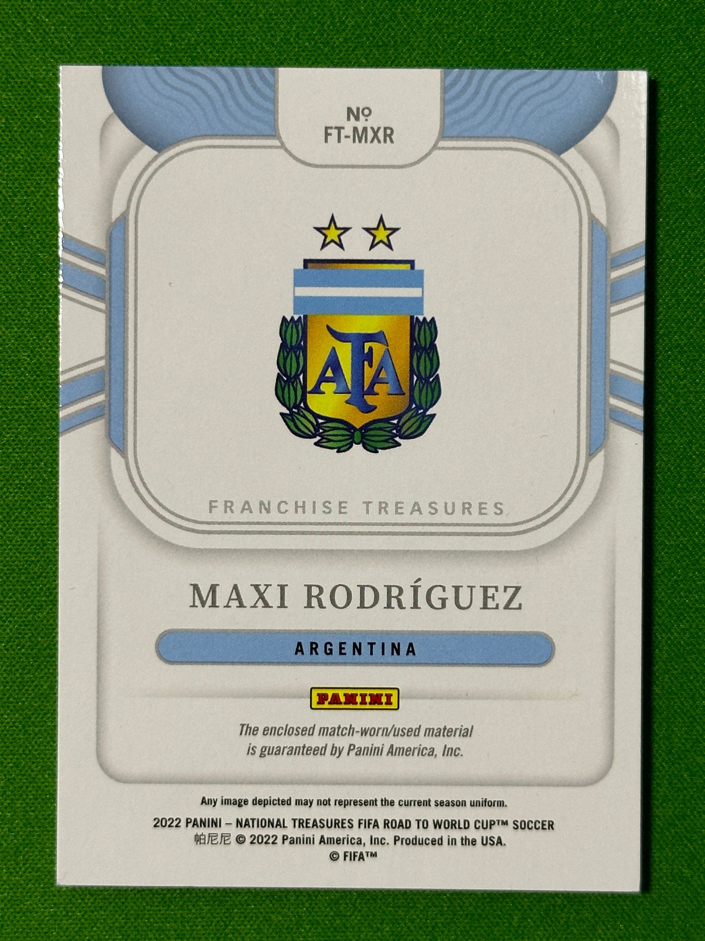 Maxi Rodriguez 12/99 - Argentina - Panini National Treasures 2022 Back