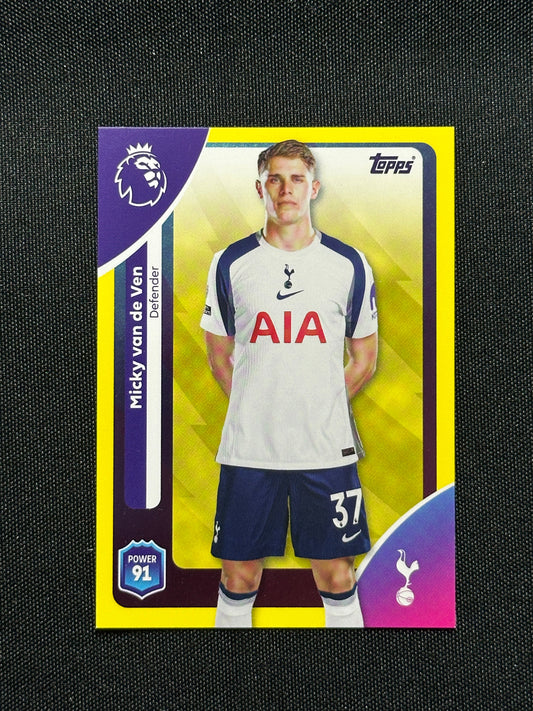 Micky van de Ven Yellow Parallel Base - Topps Premier League 2026
