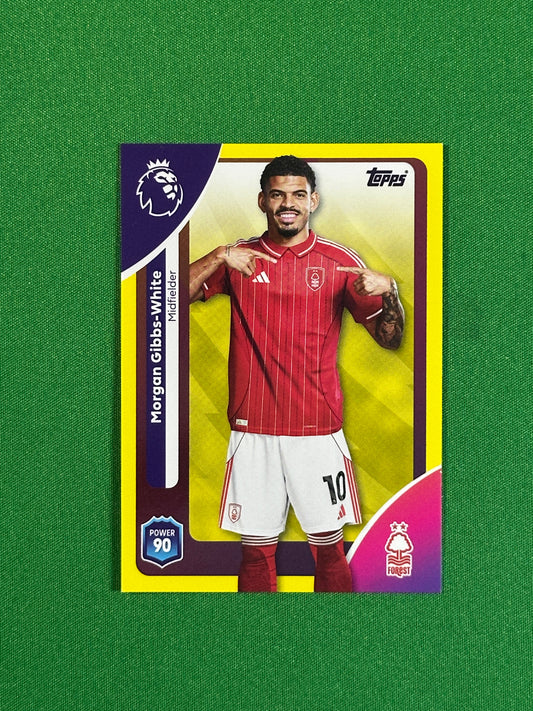 Morgan Gibbs-White Yellow Parallel Base - Topps Premier League 2026