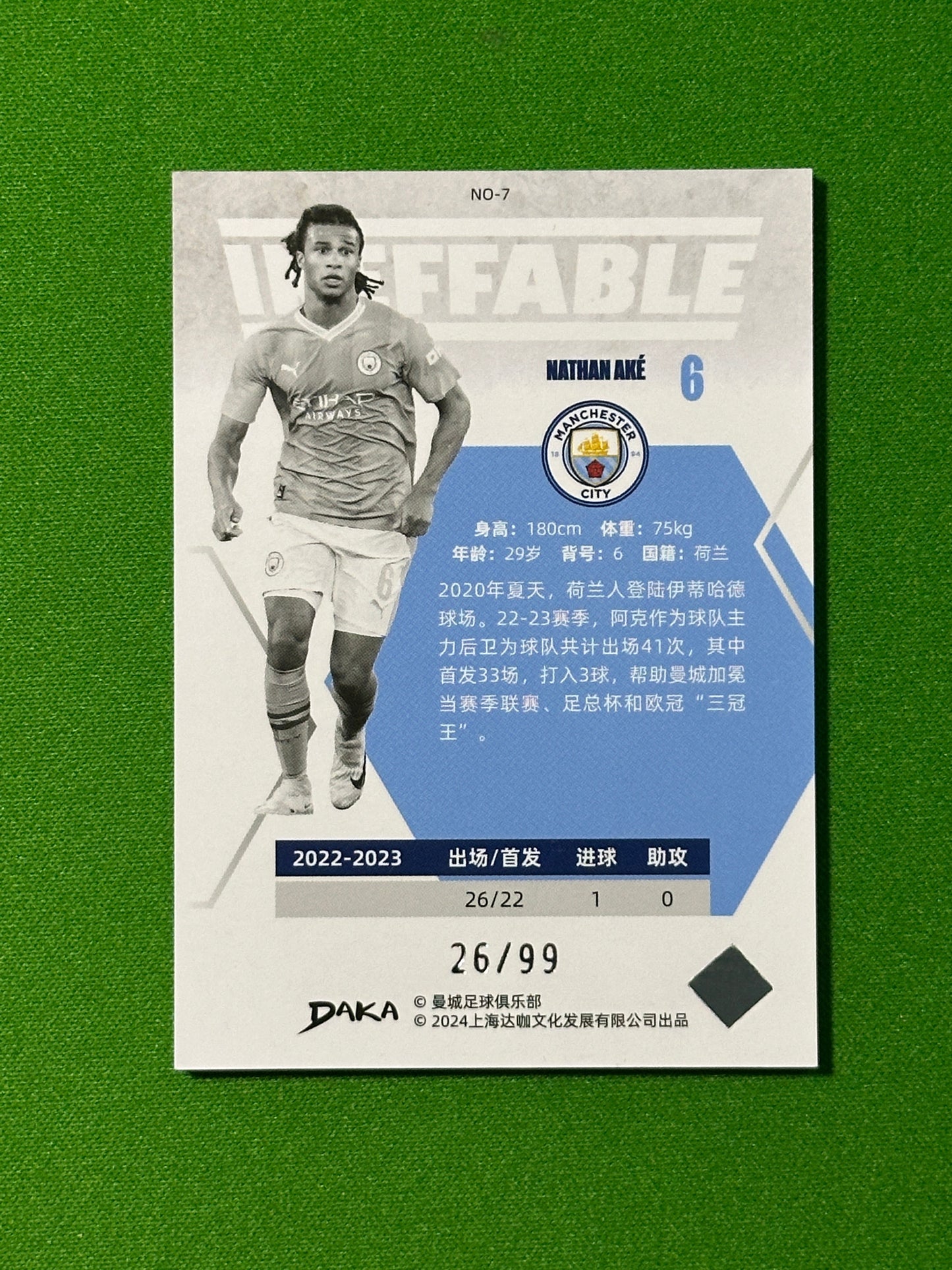 Nathan Ake 26/99 - DAKA Manchester City Ineffable 2023-24
