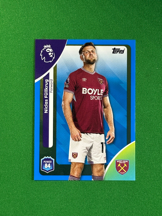 Niclas Fullkrug Blue Parallel Base - Topps Premier League 2026