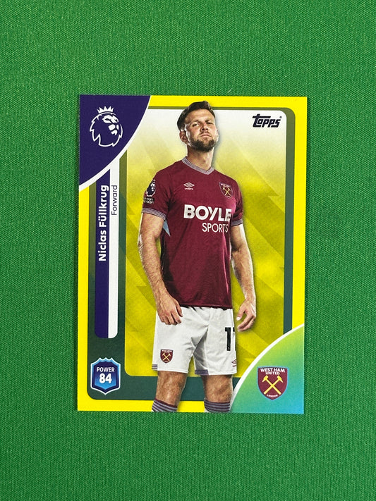 Nicolas Fullkrug Yellow Parallel Base - Topps Premier League 2026