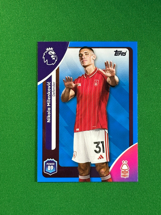 Nikola Milenkovic Blue Parallel Base - Topps Premier League 2026