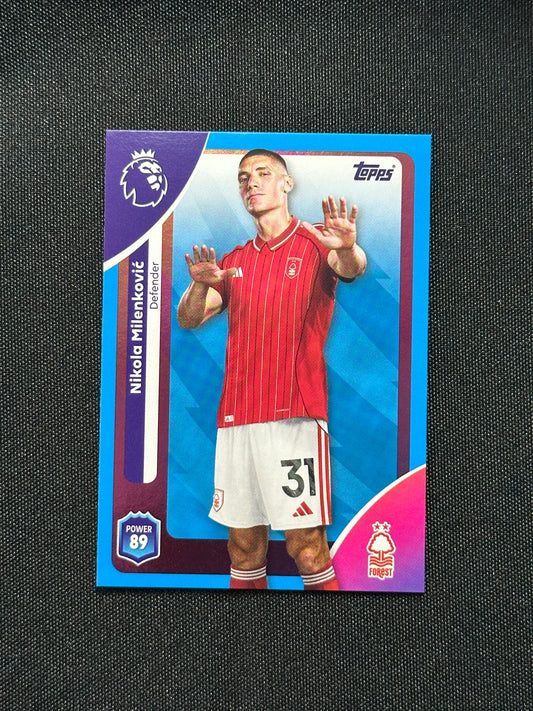 Nikola Milenkovit Blue Parallel Base - Topps Premier League 2026