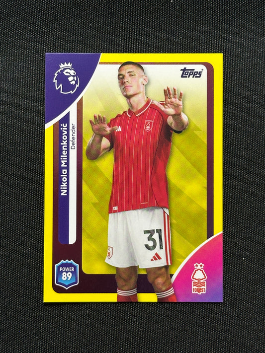 Nikola Milenkovit Yellow Parallel Base - Topps Premier League 2026
