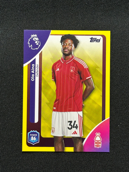 Ola Aina Yellow Parallel Base - Topps Premier League 2026