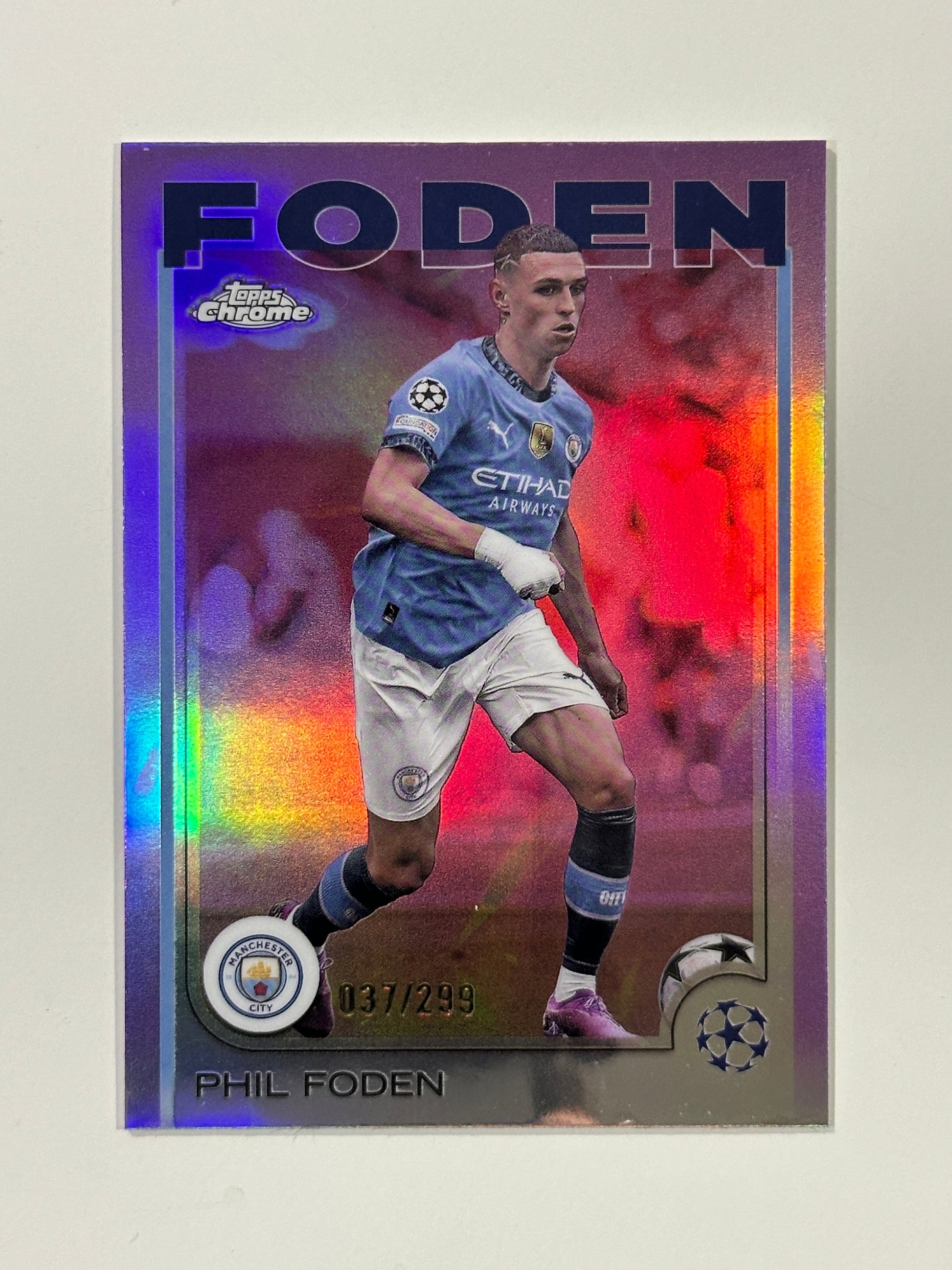 Phil Foden Numbered Parallel 37/299 - Topps Chrome 2024/25