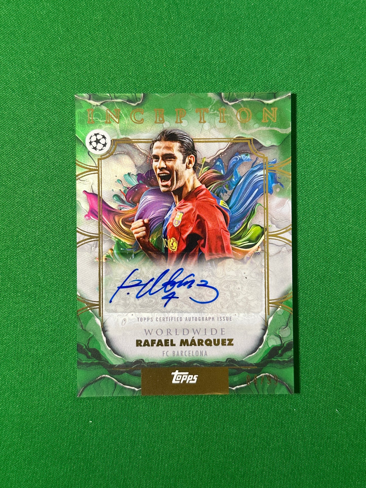 Rafael Márquez Autograph 84/99 FC Barcelona Topps PL Inception 2025/26 football card