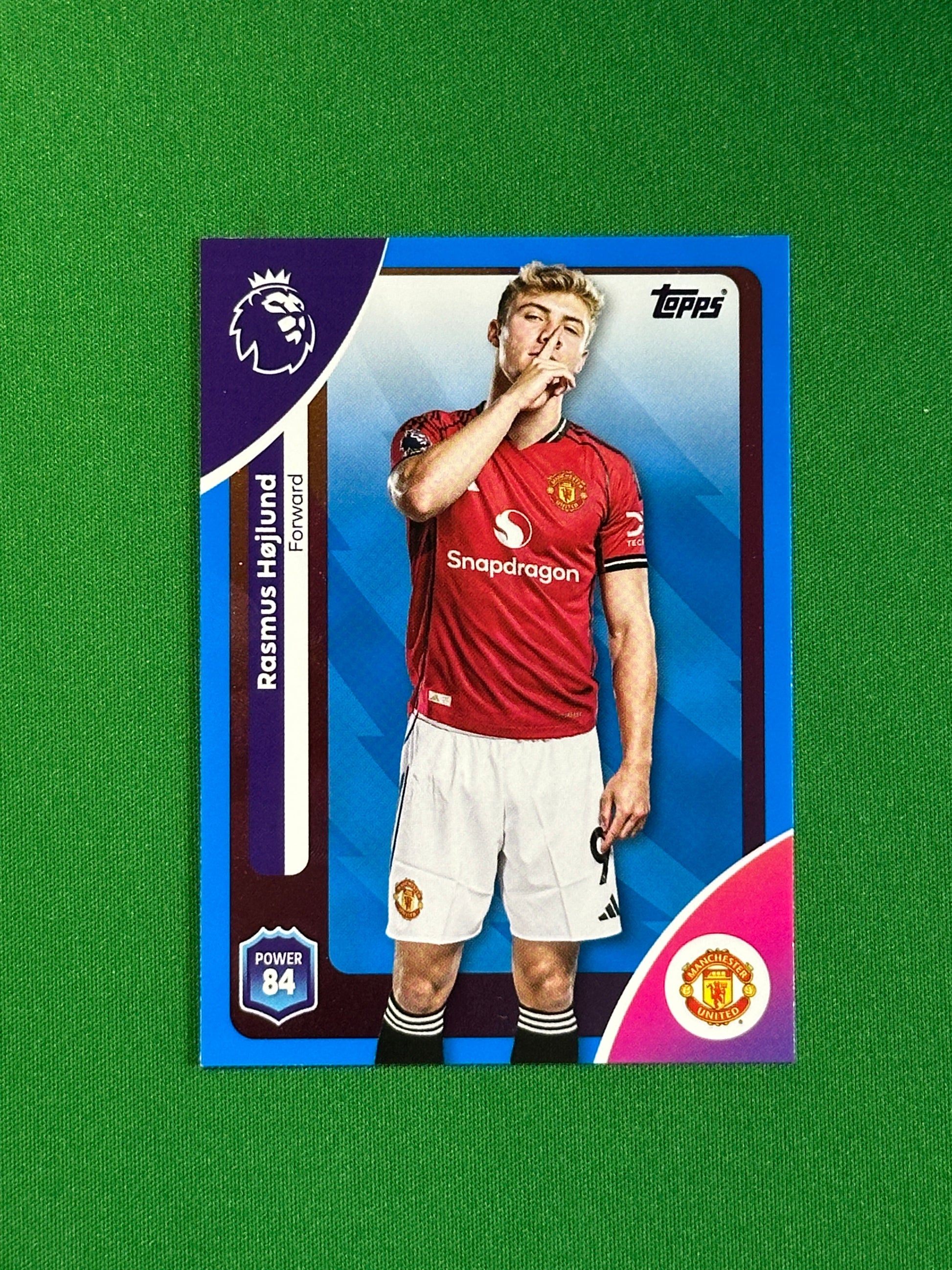 Rasmus Hojlund Blue Parallel Base - Topps Premier League 2026