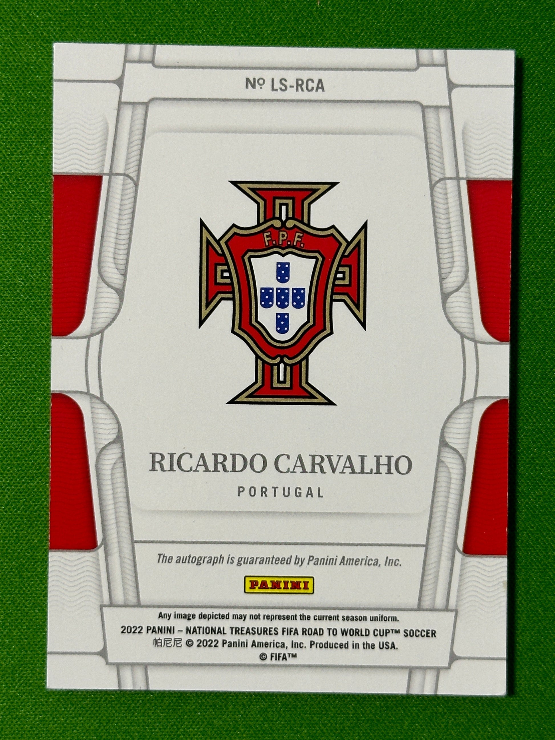 Ricardo Carvalho 37/75 Autograph - Portugal - Panini National Treasures 2022 Back