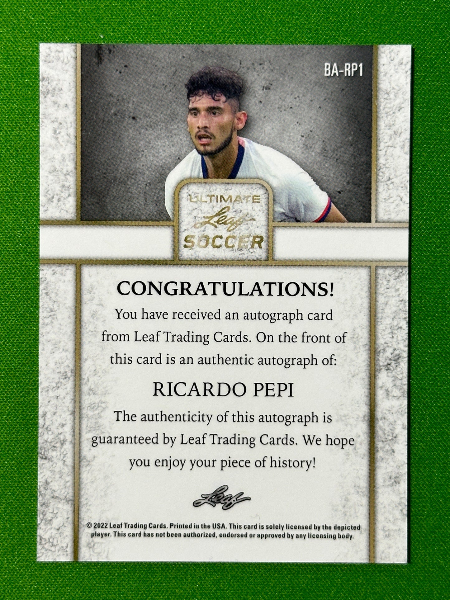 Ricardo Pepi Autograph 2/3 - Leaf Ultimate Soccer 2022 Back