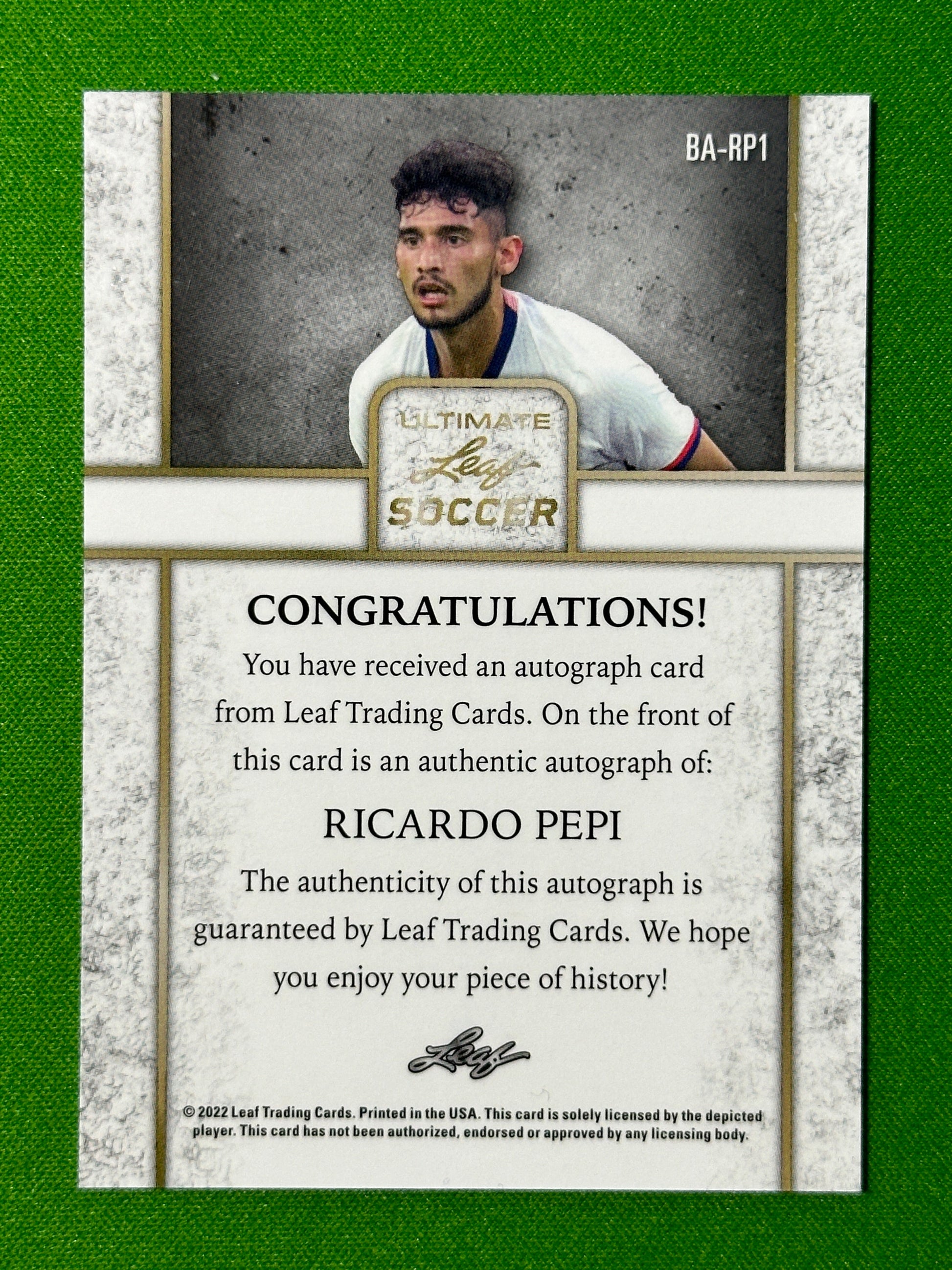 Ricardo Pepi Autograph 2/3 - Leaf Ultimate Soccer 2022 Back