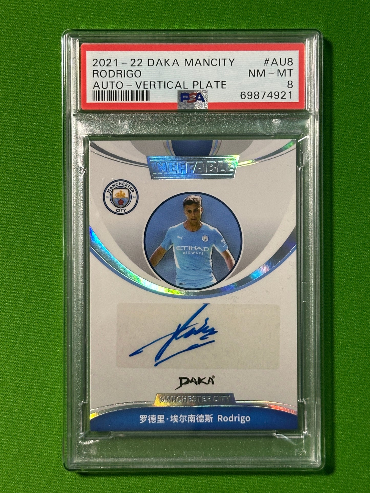Rodrigo Autograph 09/10 - DAKA Manchester City Ineffable 2021-22 - PSA 8