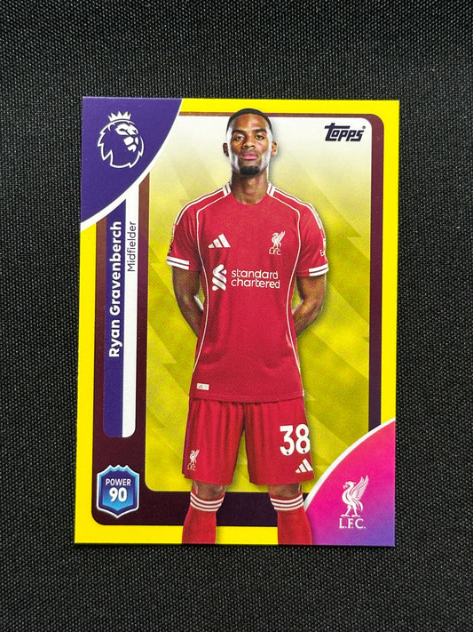 Ryan Gravenberch Yellow Parallel Base - Topps Premier League 2026