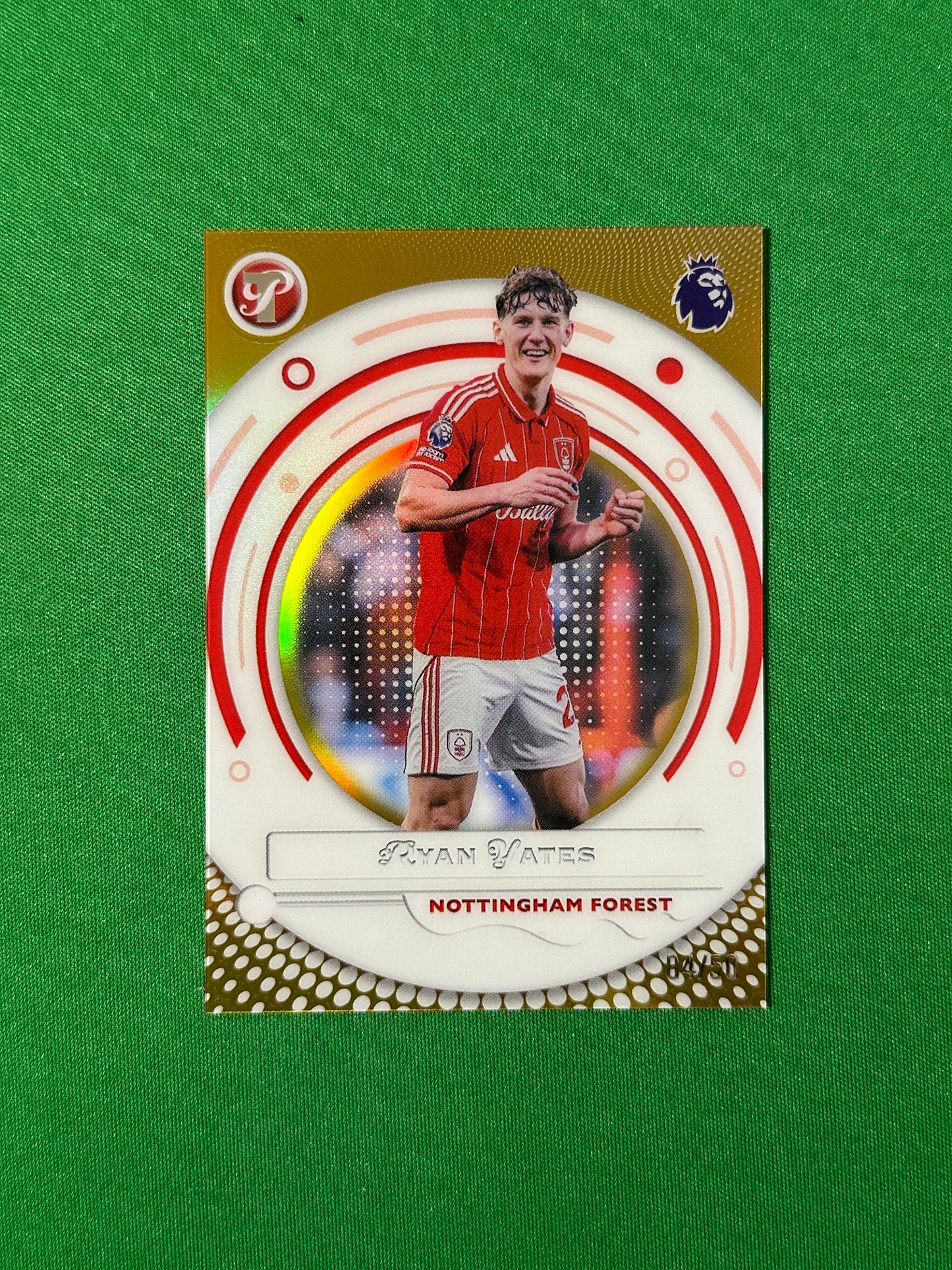 Ryan Yates Gold Parallel 04/50 Nottingham Forest Topps PL Pristine 2025/26 football card