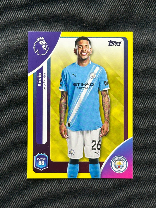 Savio Yellow Parallel Base - Topps Premier League 2026