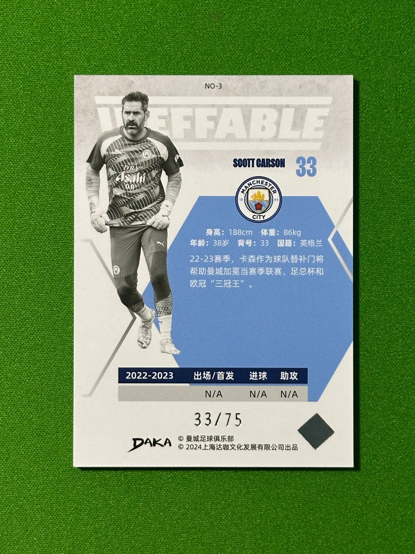 Scott Carson 33/75 - DAKA Manchester City Ineffable 2023-24
