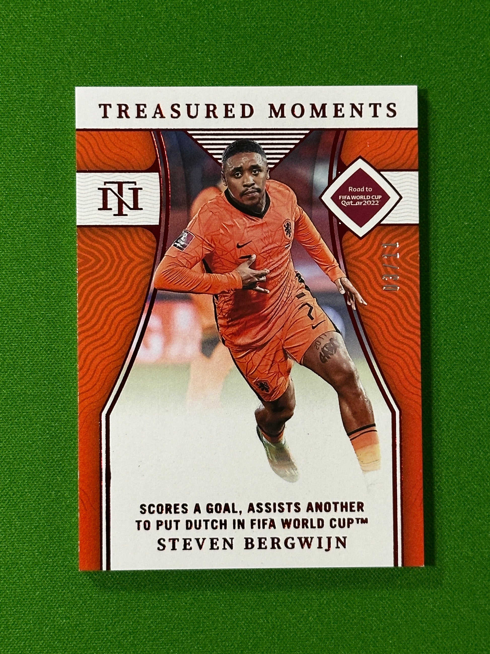 Steven Bergwijn Treasured Moments 03/11 - Panini National Treasures World Cup 2022 Front