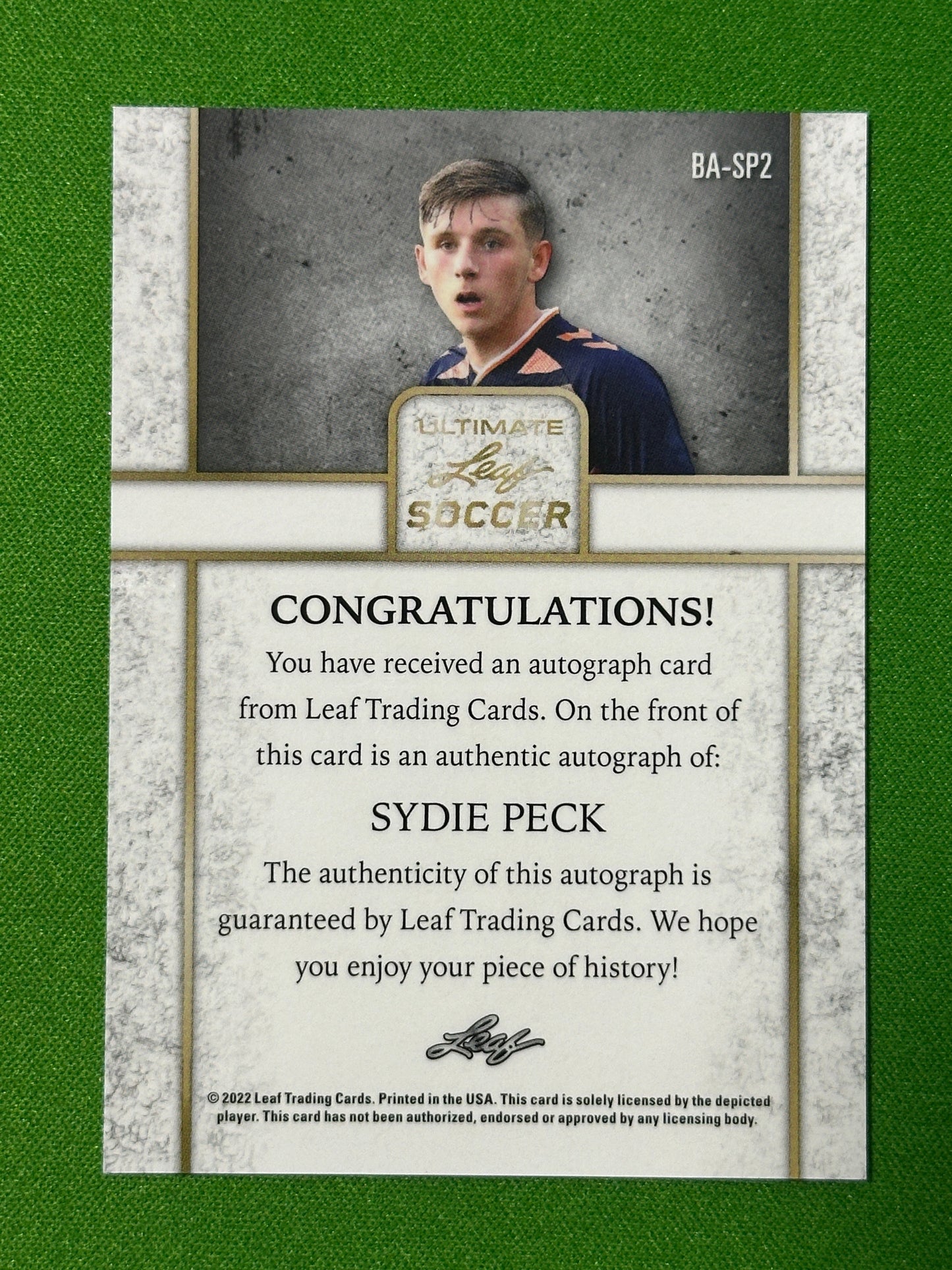 Sydie Peck Autograph 11/18 - Leaf Ultimate Soccer 2022 3