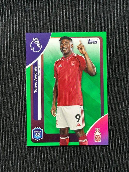 Taiwo Awoniyi Green Parallel Base - Topps Premier League 2026