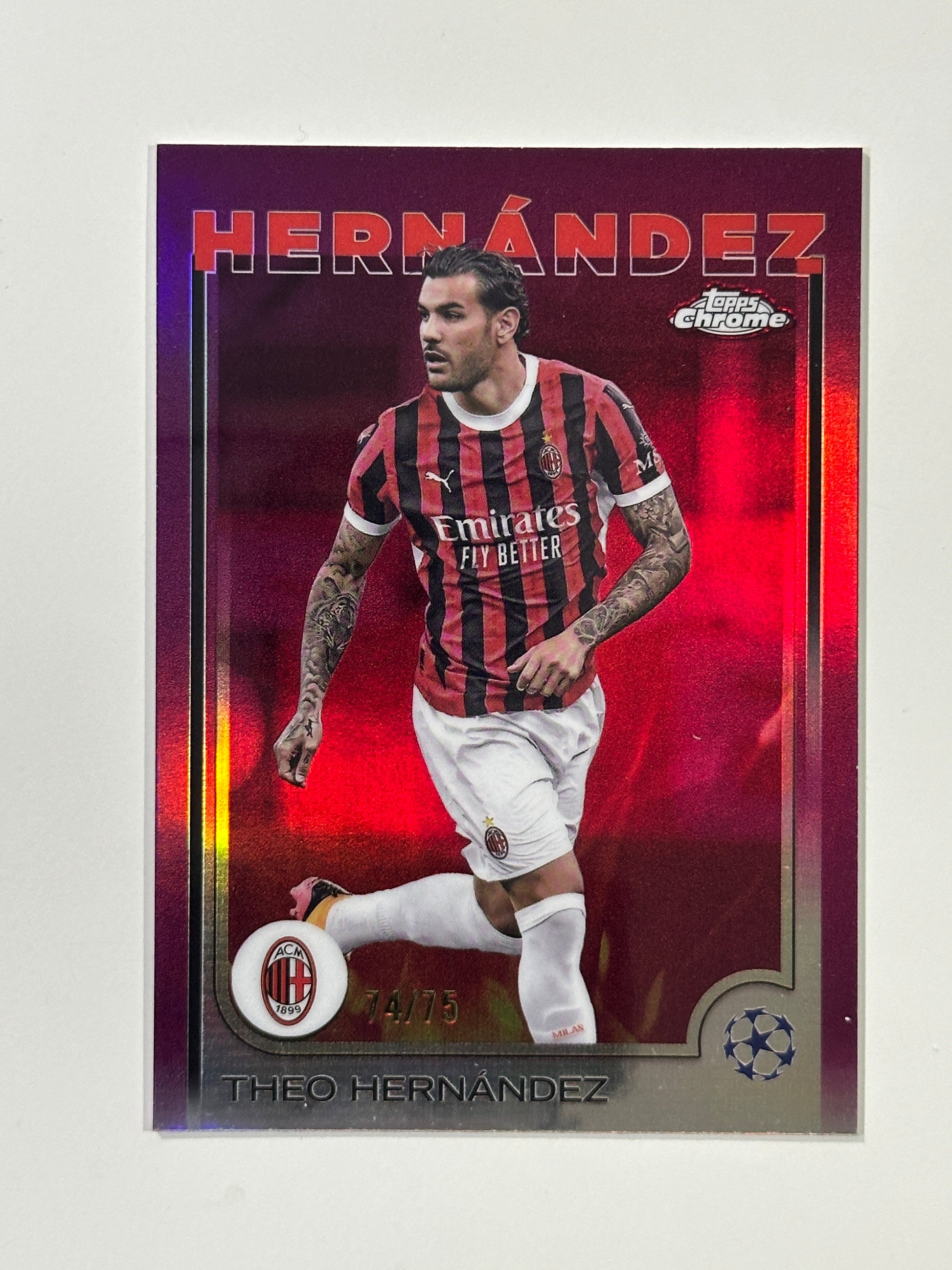 Theo Hernandez Numbered Parallel 74/75 - Topps Chrome 2024/25